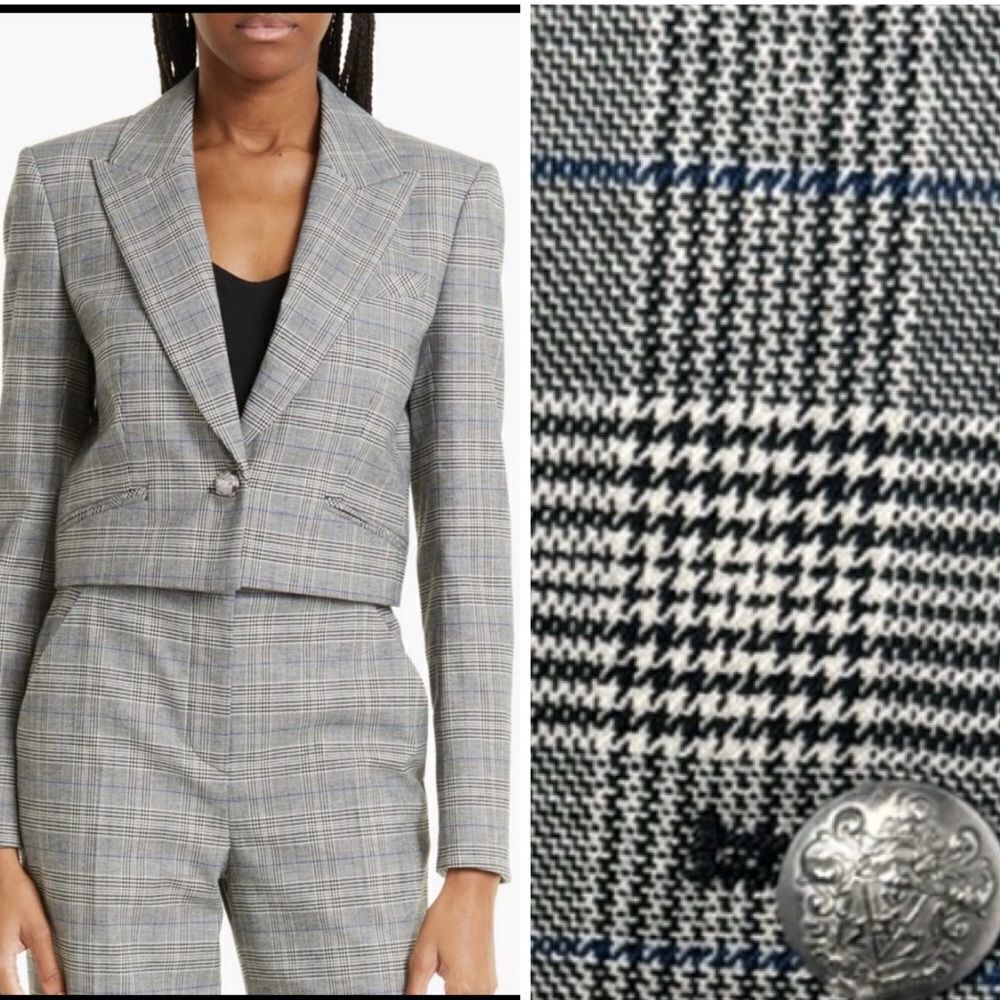 NWT Veronica Beard Fabiola Plaid Crop Blazer Size 12